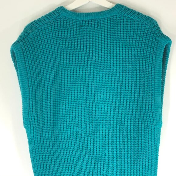 Vintage Teal Chunky Preppy Sweater Vest - Picture 4 of 5